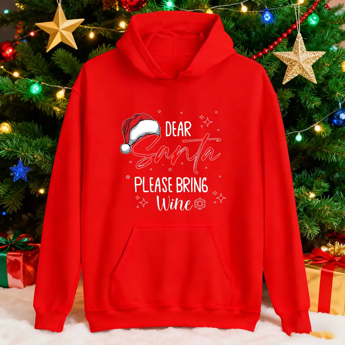 New in Hoodies Dear Santa Wine Hoodie Funny Christmas Unisex Sweatshirt Hoody Casual Crew Neck Casual Fashion Retro Y2k Clothes