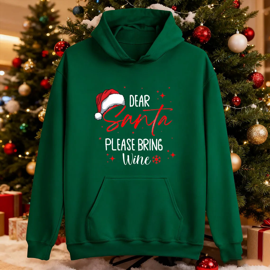 New in Hoodies Dear Santa Wine Hoodie Funny Christmas Unisex Sweatshirt Hoody Casual Crew Neck Casual Fashion Retro Y2k Clothes